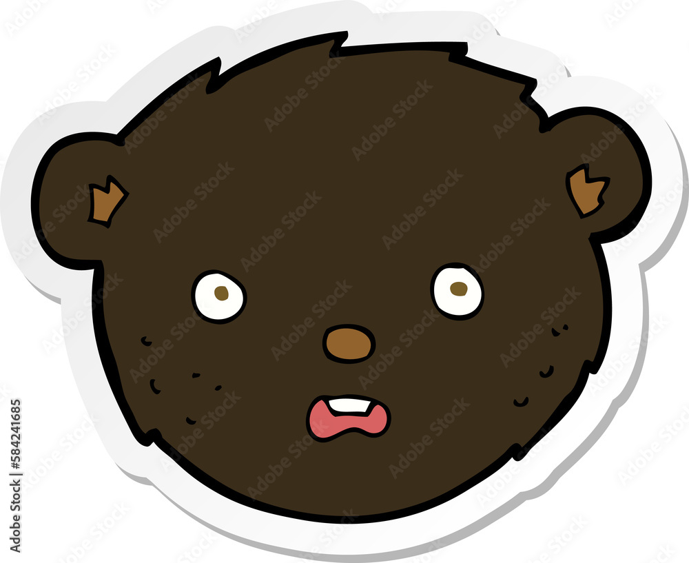 sticker of a cartoon black bear face sticker of a cartoon black bear face