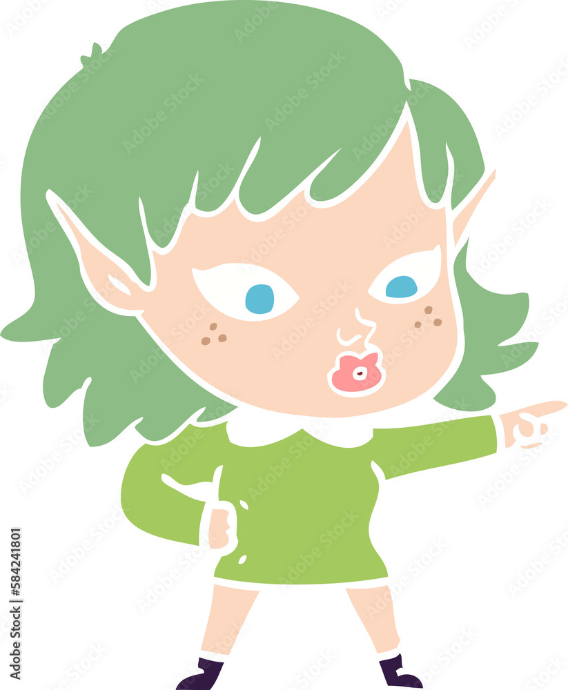 pretty flat color style cartoon elf girl pretty flat color style cartoon elf girl