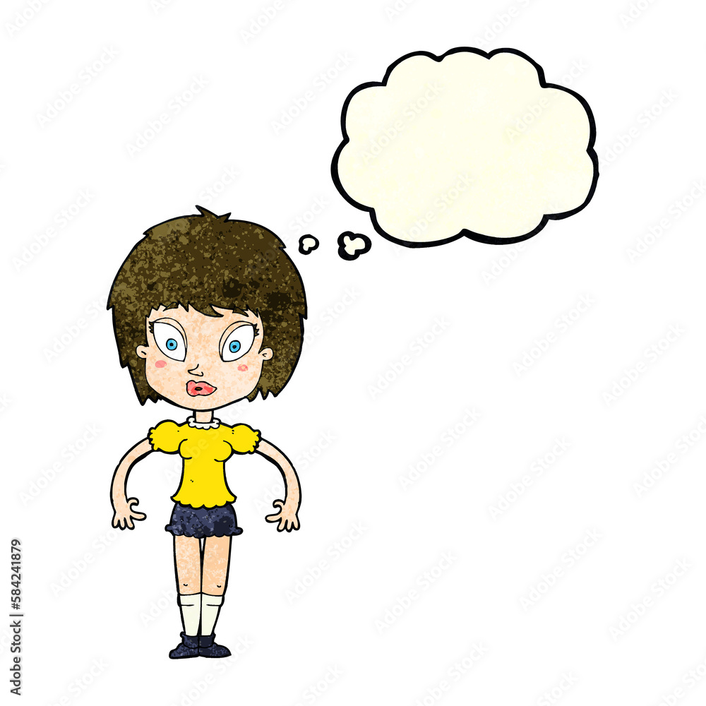 cartoon pretty girl with thought bubble cartoon pretty girl with thought bubble