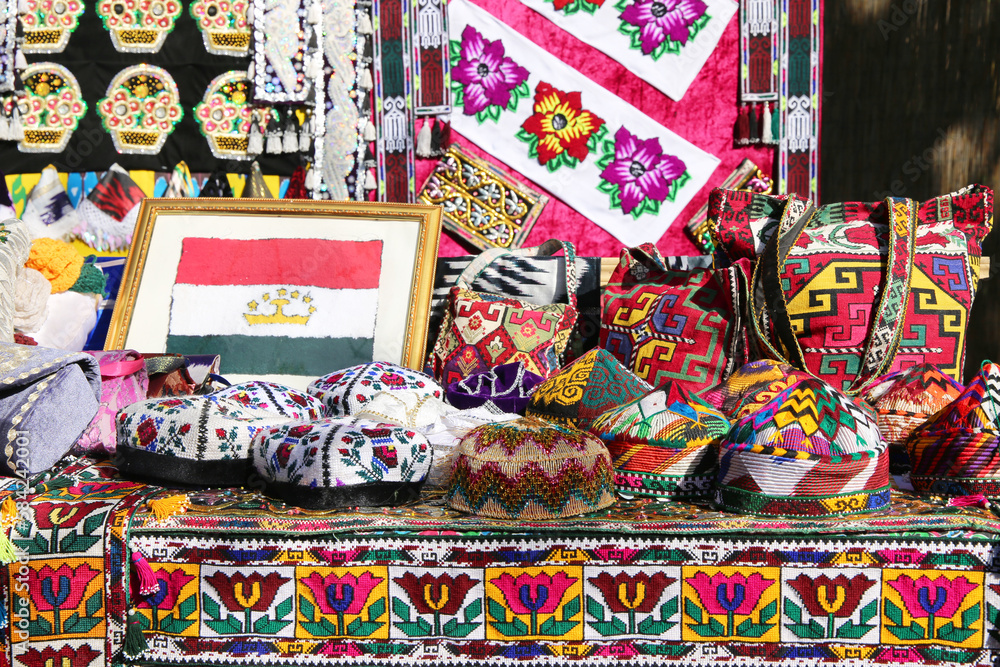 traditional Tajic folklore souvenirs background