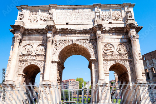 Arch of Constantine in Rome, Italy, Europe. It is a triumphal arch in Rome dedicated to the emperor Constantine the Great.