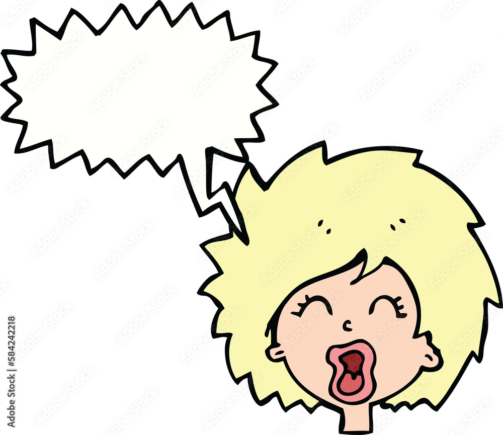cartoon woman screaming with speech bubble cartoon woman screaming with speech bubble