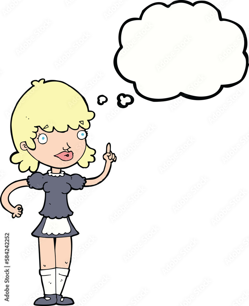 cartoon maid with thought bubble cartoon maid with thought bubble
