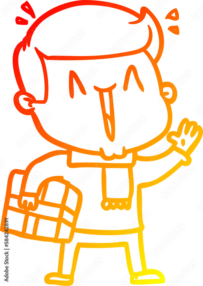 warm gradient line drawing cartoon excited man warm gradient line drawing cartoon excited man