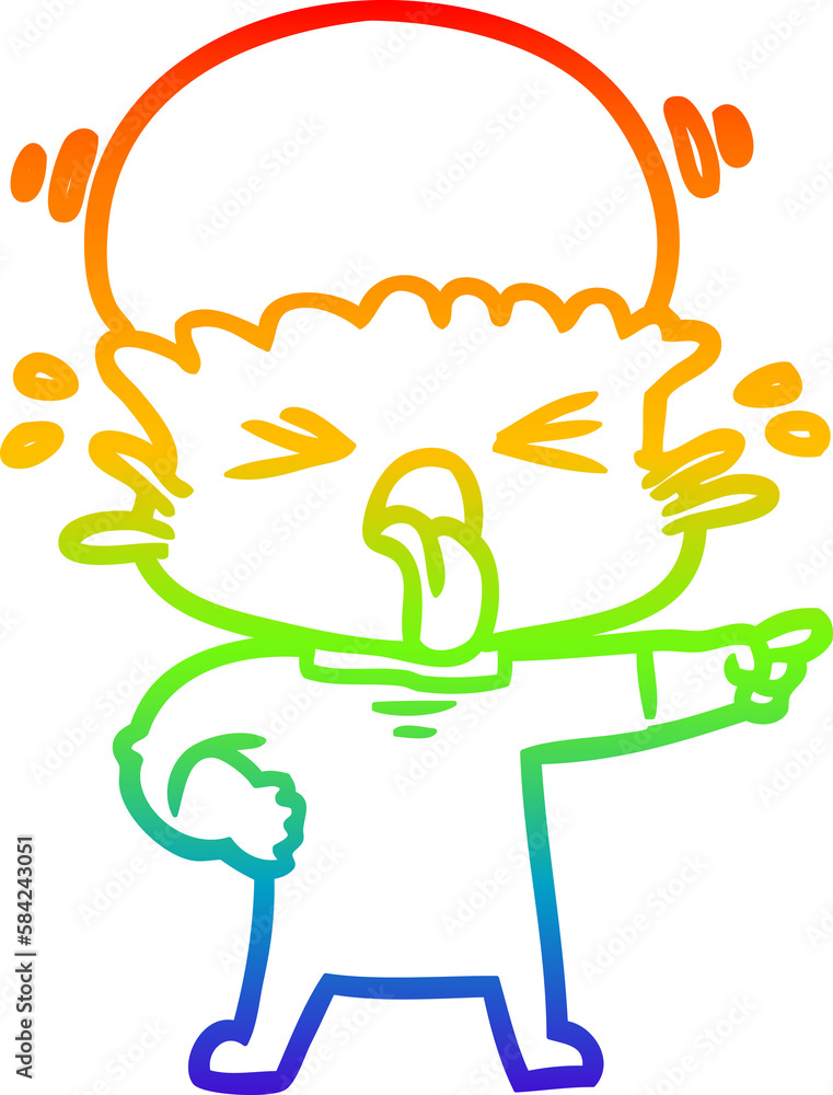 rainbow gradient line drawing disgusted cartoon alien rainbow gradient line drawing disgusted cartoon alien