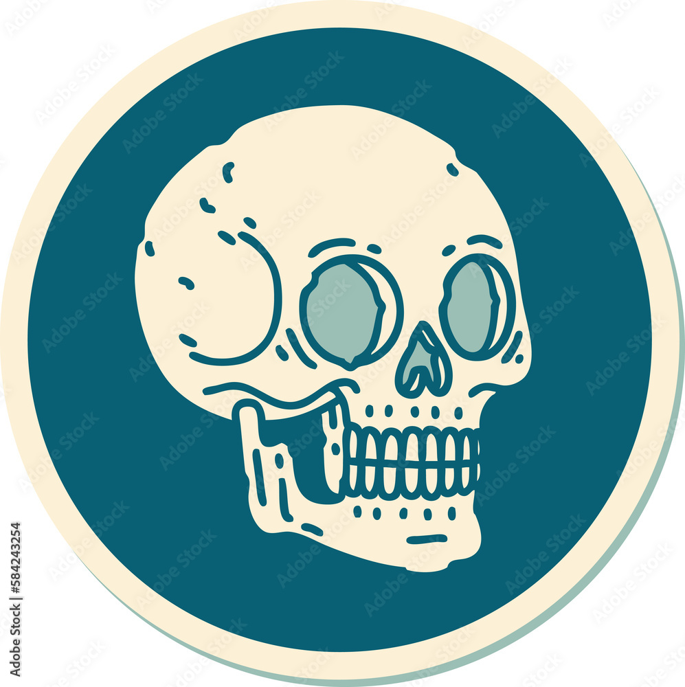 tattoo style sticker of a skull tattoo style sticker of a skull