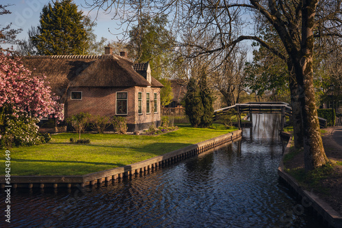 Spring in the village of Giethoorn in North Holland. This town has no roads - it travels through the canals.