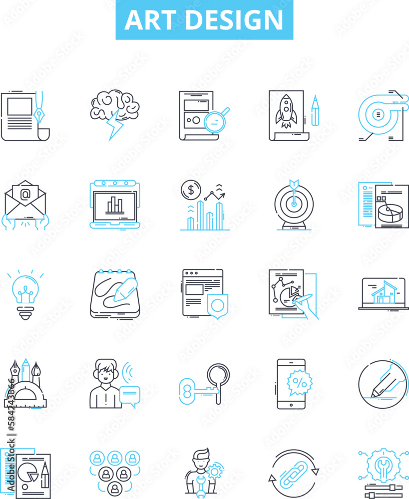 Art design vector line icons set. Graphic, Craft, Drawing, Sculpting, Painting, Textile, Printmaking illustration outline concept symbols and signs Art design vector line icons set. Graphic, Craft, Drawing, Sculpting, Painting, Textile, Printmaking illustration outline concept symbols and signs