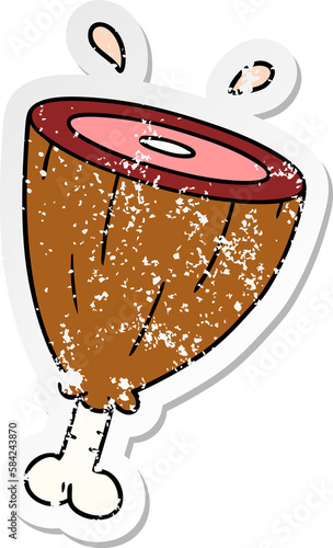 Tableau sur toile distressed sticker cartoon doodle of a joint of ham