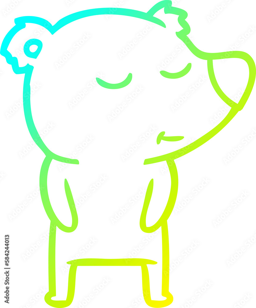 cold gradient line drawing happy cartoon polar bear cold gradient line drawing happy cartoon polar bear