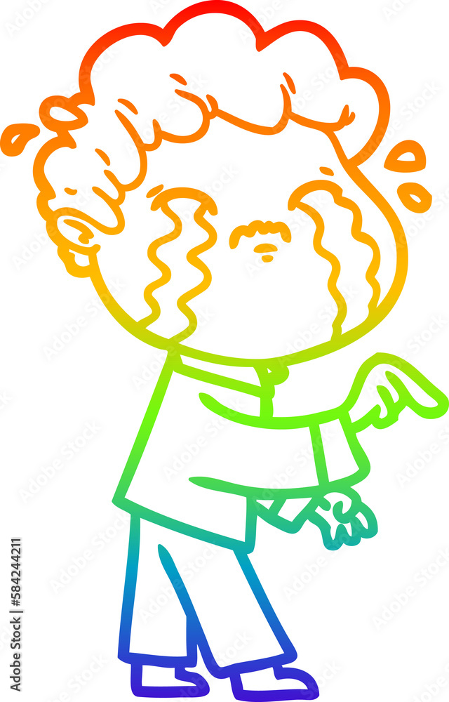 rainbow gradient line drawing cartoon man crying rainbow gradient line drawing cartoon man crying