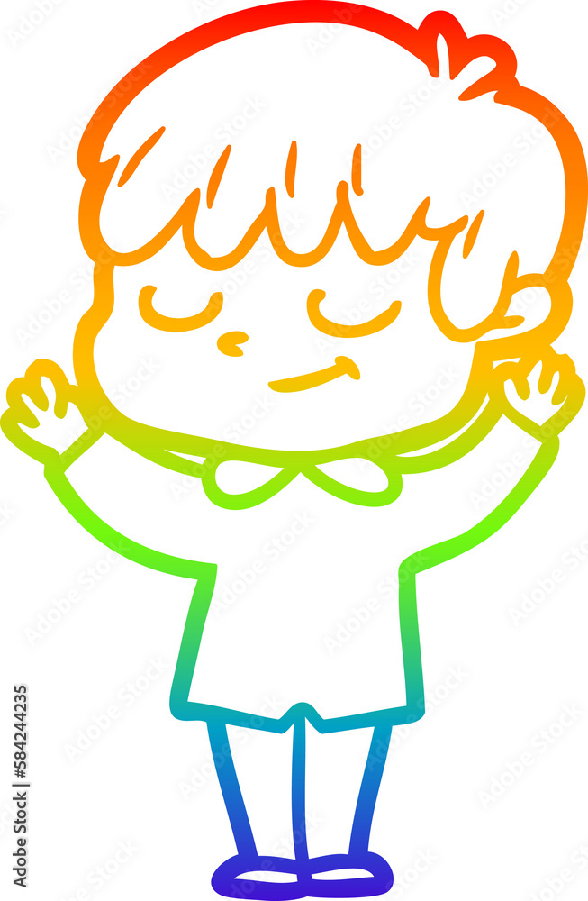 rainbow gradient line drawing cartoon happy boy rainbow gradient line drawing cartoon happy boy