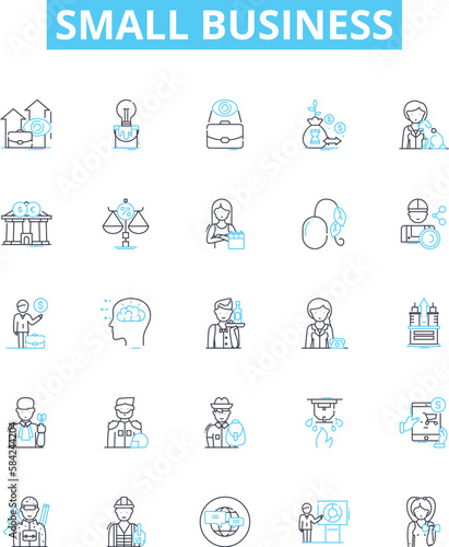 Small business vector line icons set. Small, business, entrepreneur, start-up, venture, micro, sole-proprietor illustration outline concept symbols and signs