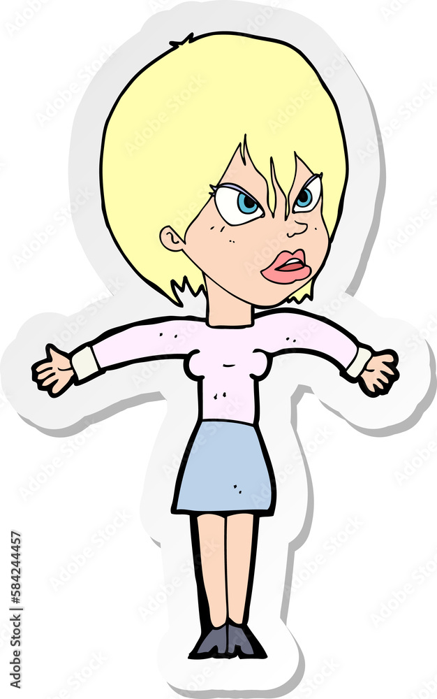 sticker of a cartoon annoyed girl sticker of a cartoon annoyed girl