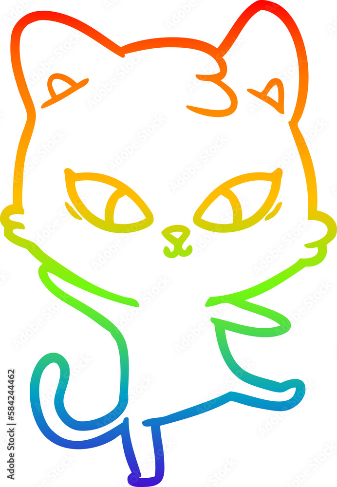 rainbow gradient line drawing cute cartoon cat rainbow gradient line drawing cute cartoon cat