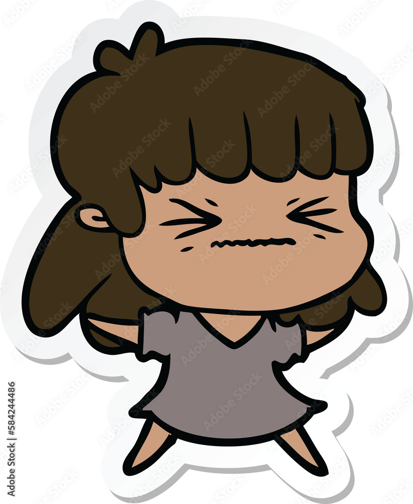 sticker of a cartoon woman