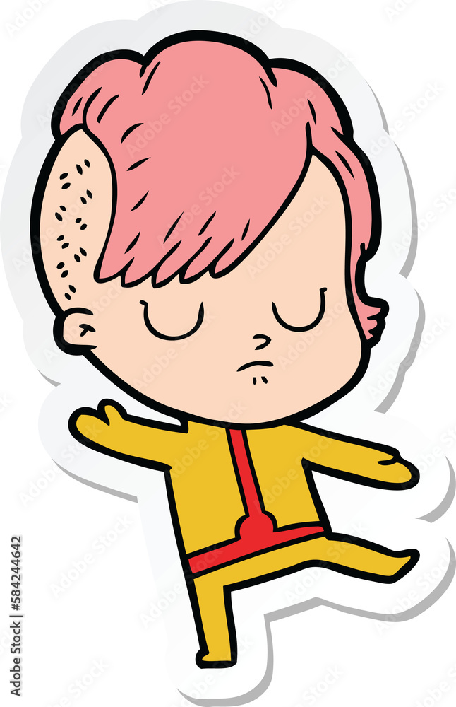 sticker of a cartoon woman sticker of a cartoon woman