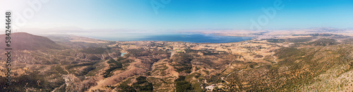 Aerial view of Besehir lake and national park in Turkey. Natural landscape and wildlife reserve