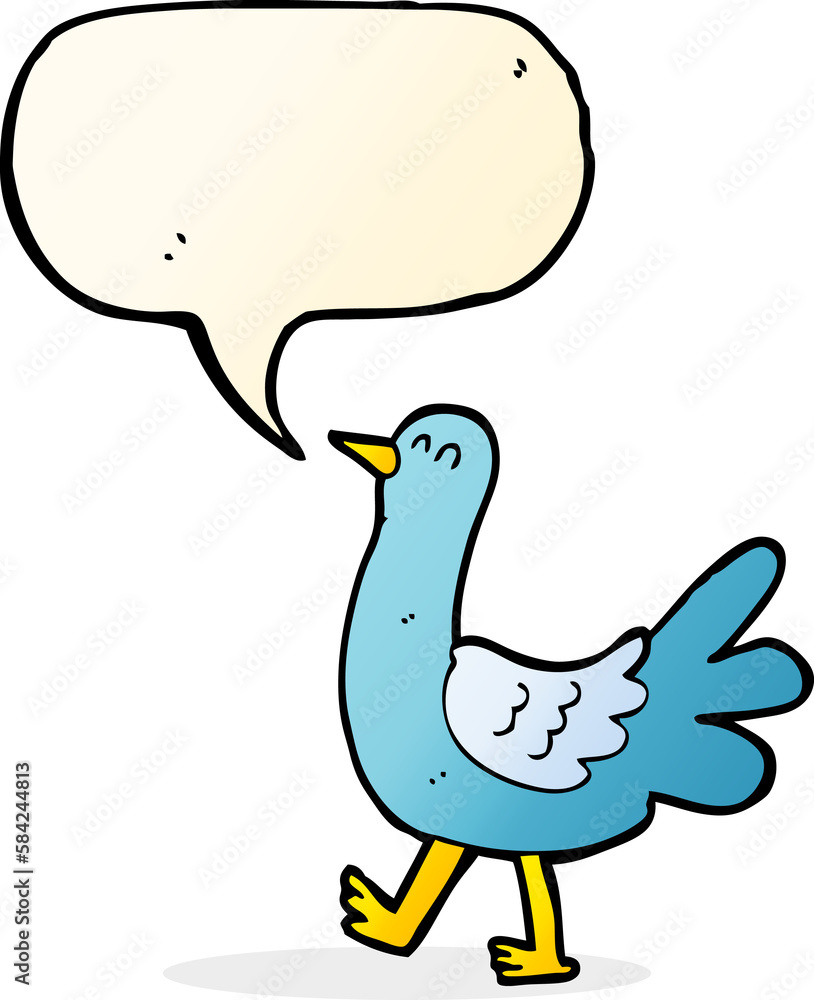 cartoon walking bird with speech bubble cartoon walking bird with speech bubble