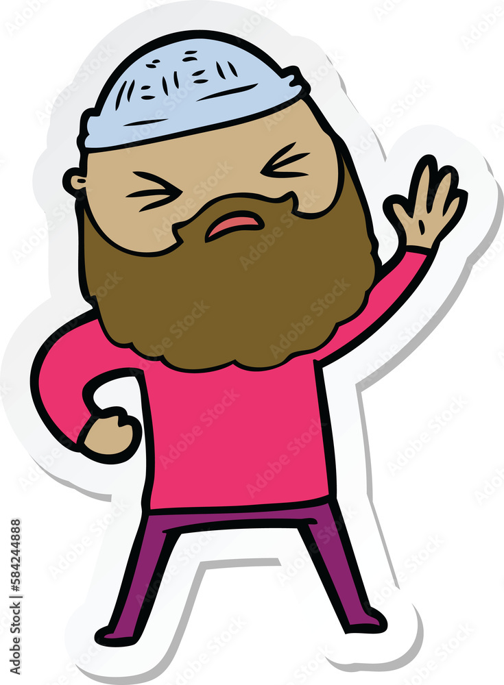sticker of a cartoon man with beard sticker of a cartoon man with beard