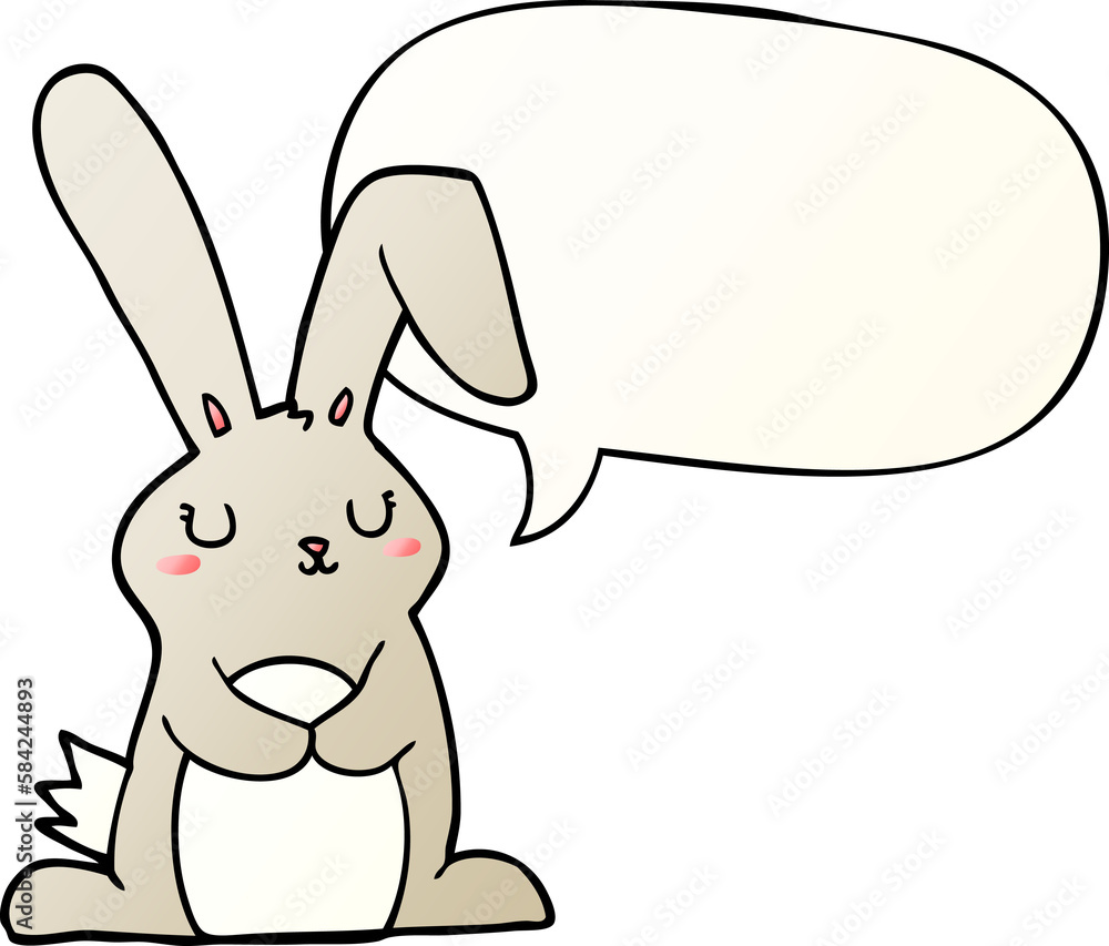 cartoon rabbit and speech bubble in smooth gradient style cartoon rabbit and speech bubble in smooth gradient style