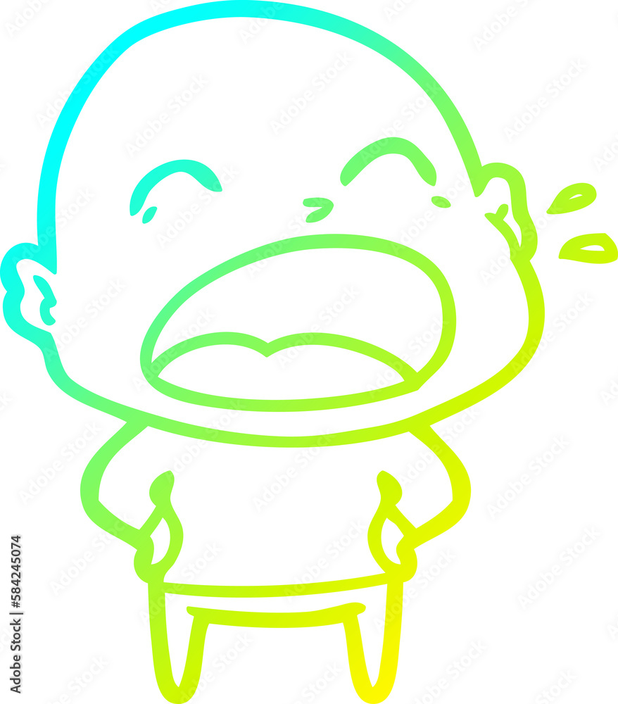 cold gradient line drawing cartoon shouting bald man cold gradient line drawing cartoon shouting bald man
