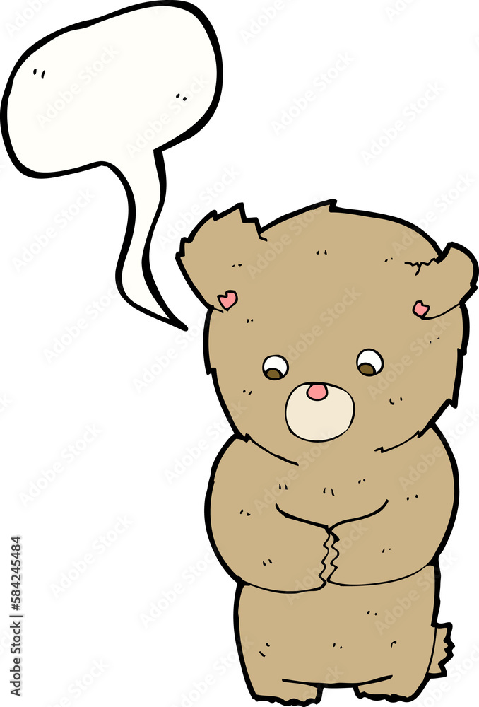 cartoon shy teddy bear with speech bubble cartoon shy teddy bear with speech bubble