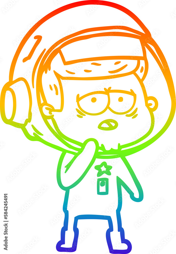 rainbow gradient line drawing cartoon tired astronaut rainbow gradient line drawing cartoon tired astronaut