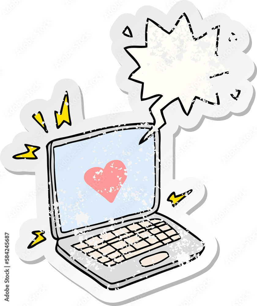 internet dating cartoon and speech bubble distressed sticker internet dating cartoon and speech bubble distressed sticker