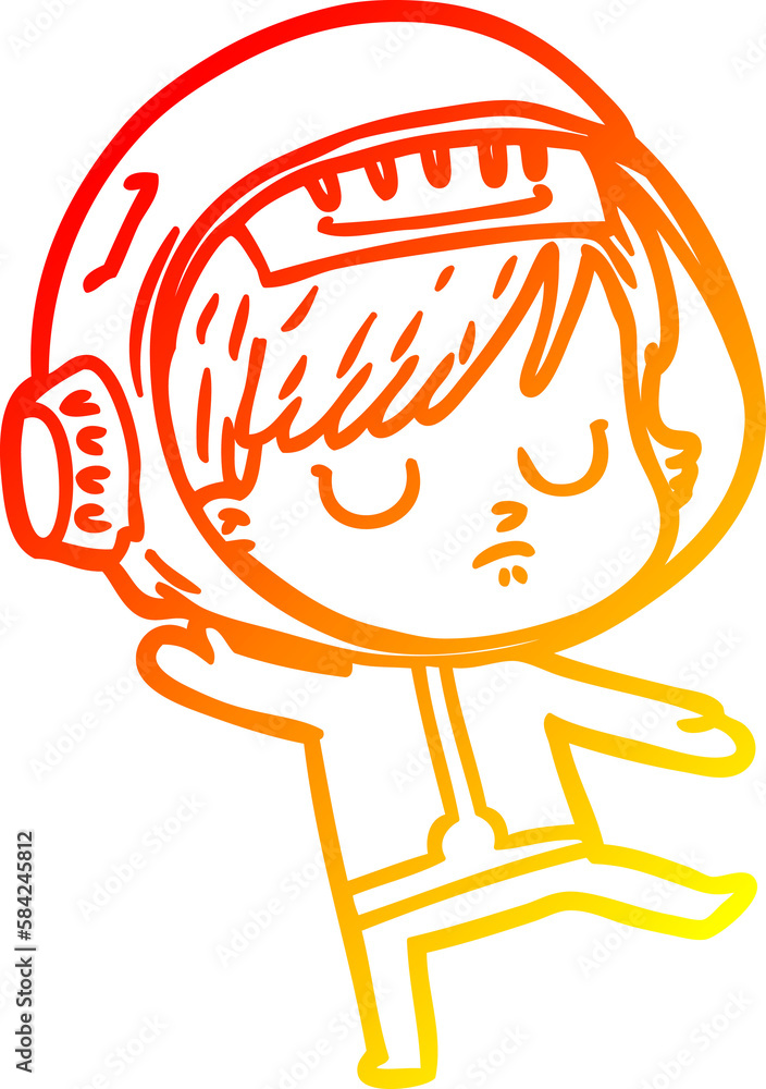 warm gradient line drawing cartoon astronaut woman warm gradient line drawing cartoon astronaut woman
