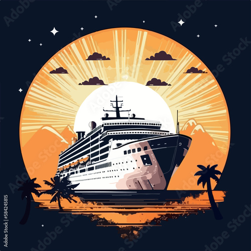 ship in the sea vector
