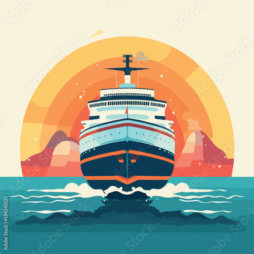 ship in the sea vector