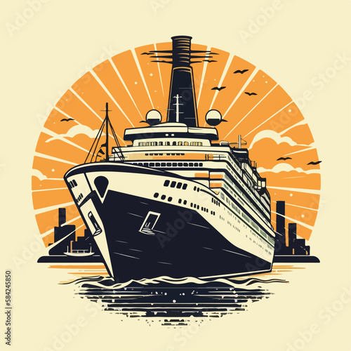 ship in the sea vector