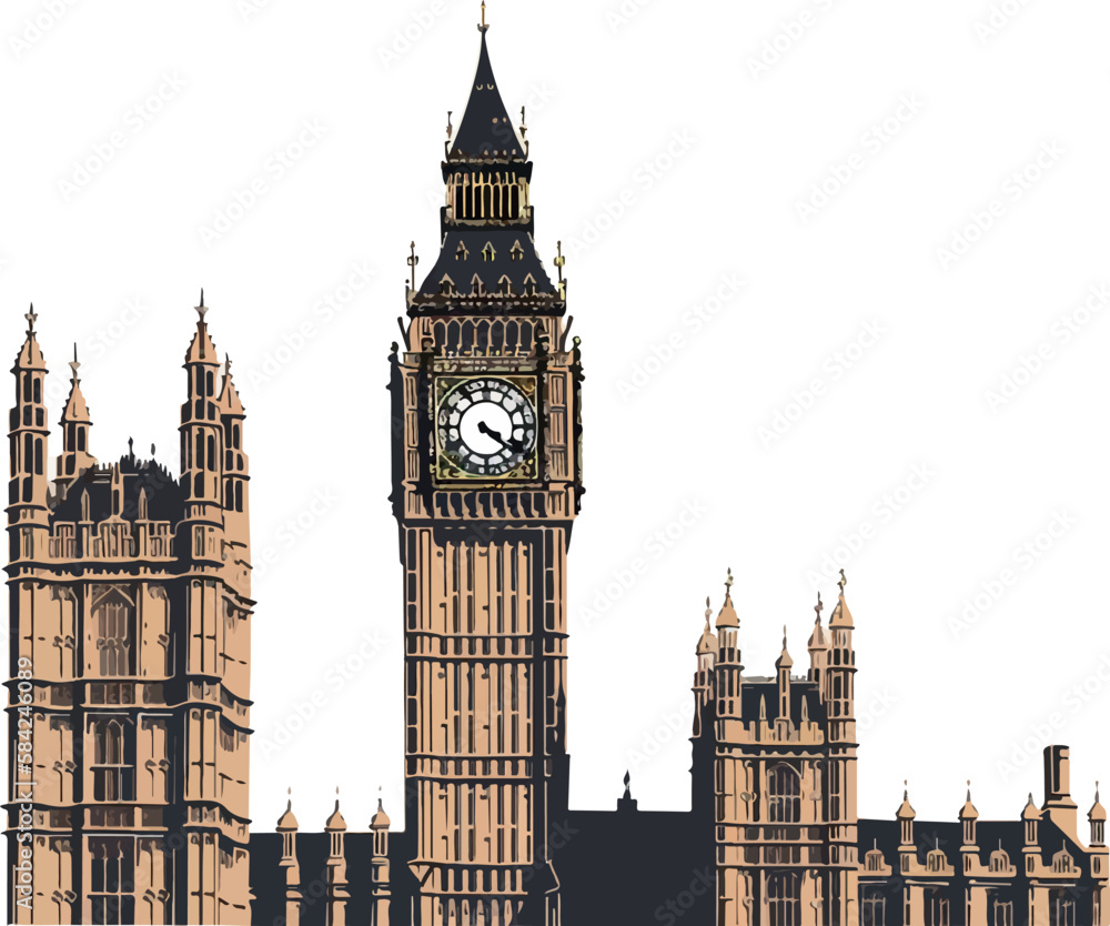 big ben vector, london uk