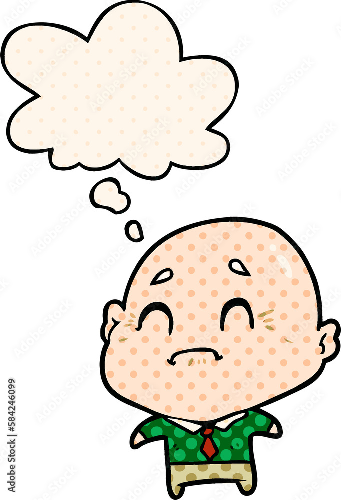 cartoon old man and thought bubble in comic book style cartoon old man and thought bubble in comic book style