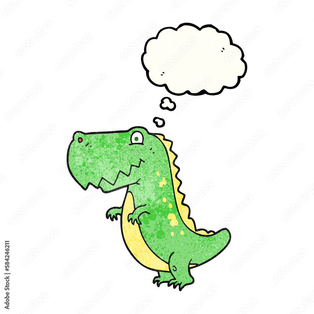Fototapeta premium thought bubble textured cartoon dinosaur