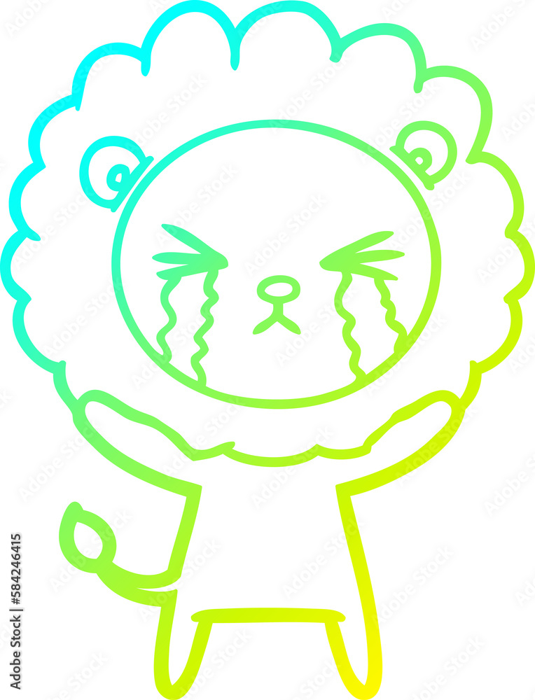 cold gradient line drawing cartoon crying lion cold gradient line drawing cartoon crying lion