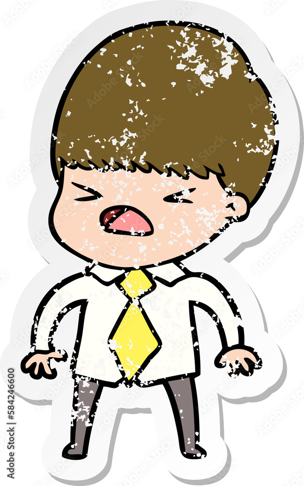 distressed sticker of a cartoon stressed man distressed sticker of a cartoon stressed man