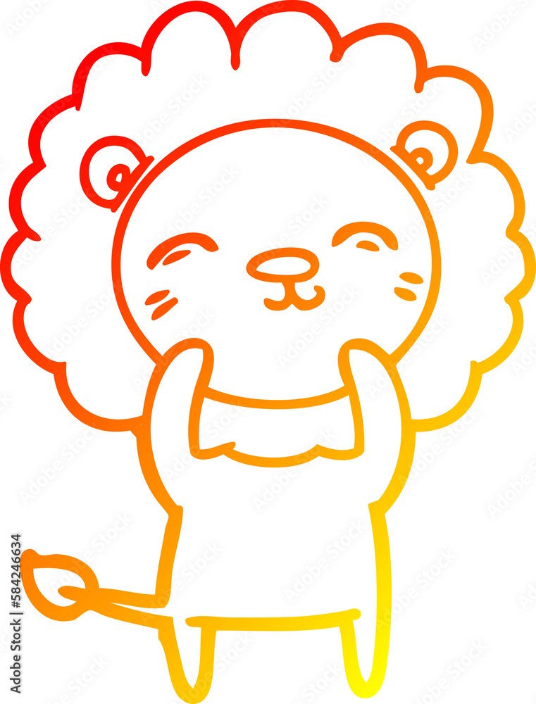 warm gradient line drawing cartoon lion warm gradient line drawing cartoon lion