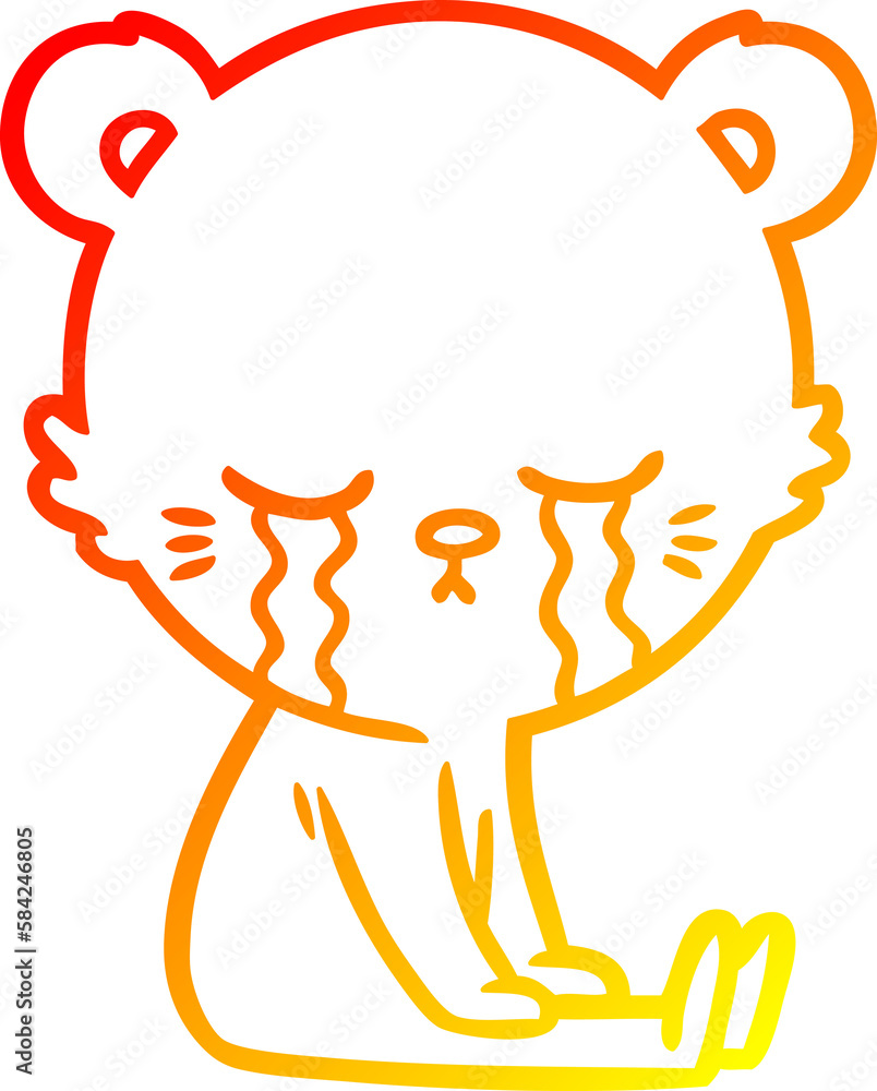 warm gradient line drawing crying cartoon bear warm gradient line drawing crying cartoon bear