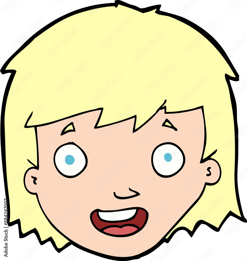 cartoon happy female face