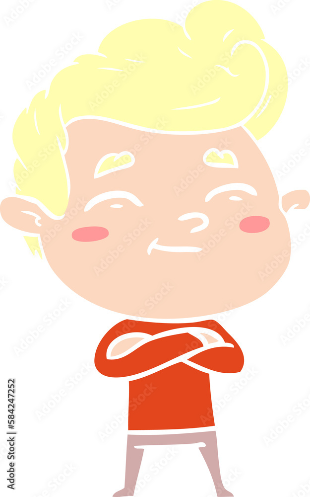 happy flat color style cartoon man happy flat color style cartoon man
