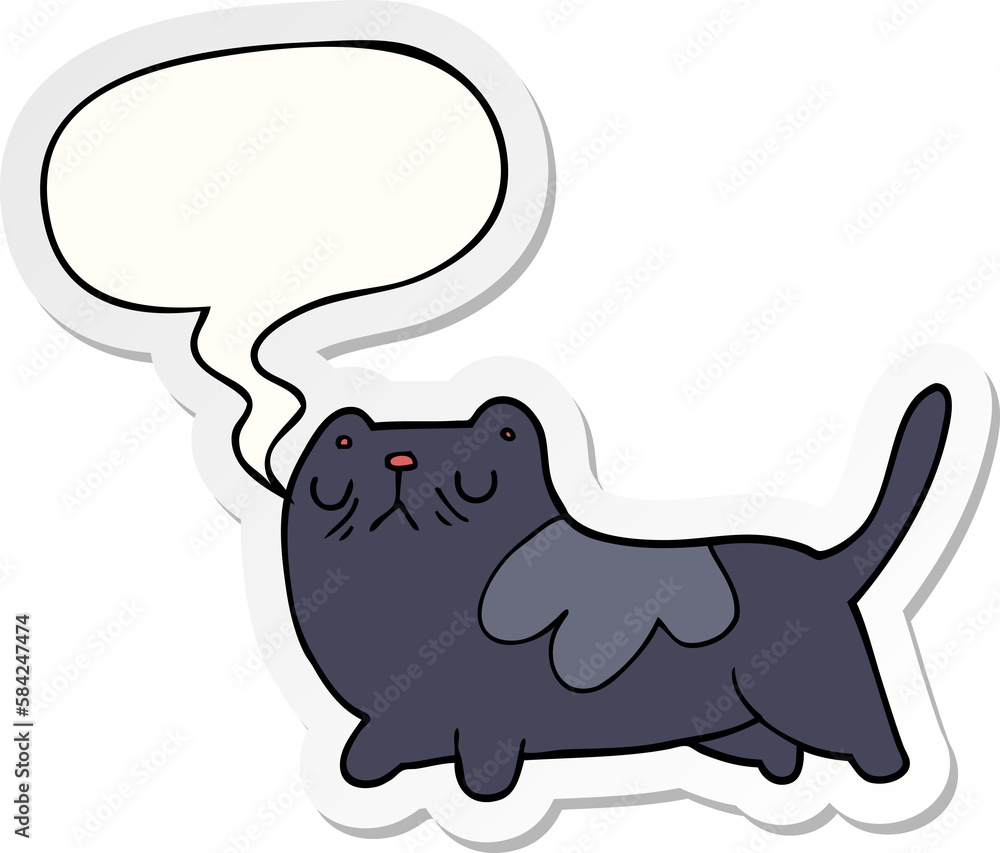 cartoon cat and speech bubble sticker cartoon cat and speech bubble sticker