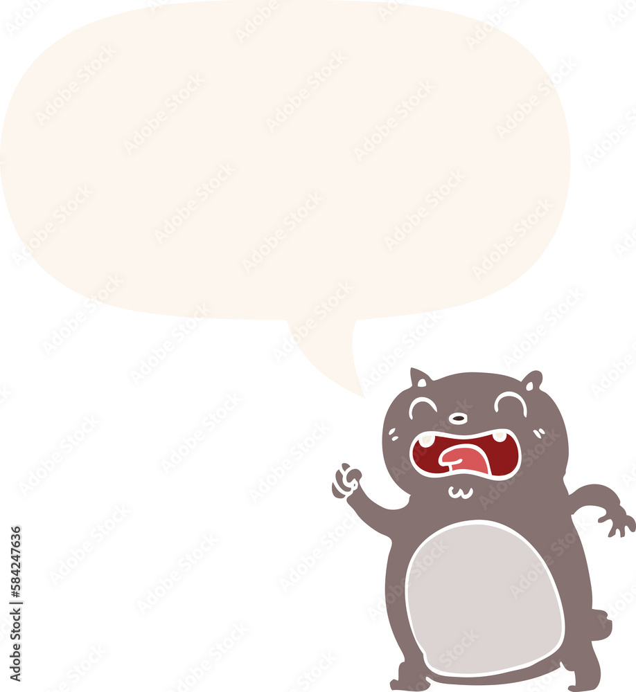cartoon cat and speech bubble in retro style cartoon cat and speech bubble in retro style