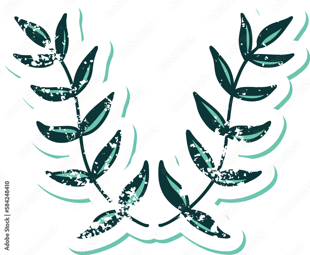 distressed sticker tattoo style icon of laurel distressed sticker tattoo style icon of laurel