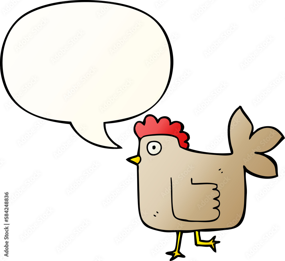 cartoon chicken and speech bubble in smooth gradient style cartoon chicken and speech bubble in smooth gradient style