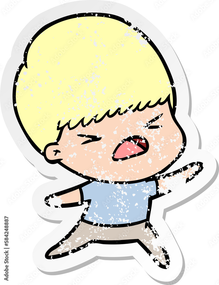 distressed sticker of a cartoon stressed man distressed sticker of a cartoon stressed man