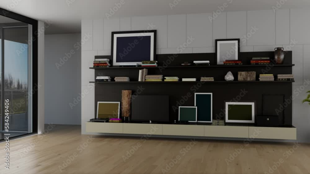 Large luxury modern bright interiors Living room mockup illustration 3D rendering computer digitally generated image Large luxury modern bright interiors Living room mockup illustration 3D rendering computer digitally generated image