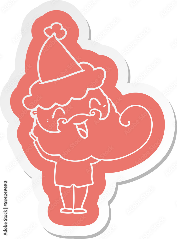 happy bearded man wearing santa hat happy bearded man wearing santa hat