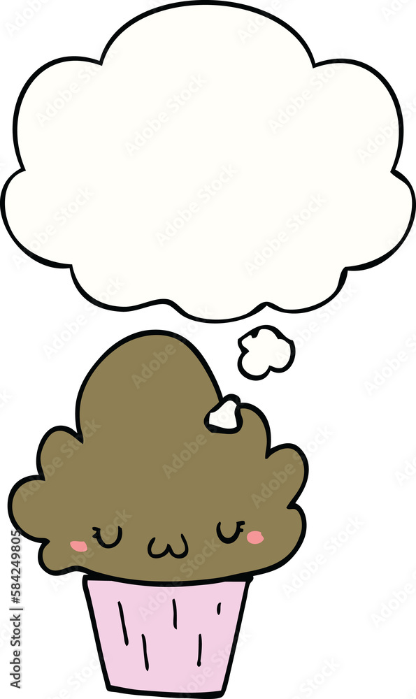 cartoon cupcake with face and thought bubble cartoon cupcake with face and thought bubble